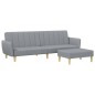 vidaXL Sofá cama de 2 plazas con taburete tela gris claro vidaXL Sofá cama de 2 plazas con taburete tela gris claro