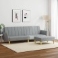 vidaXL Sofá cama de 2 plazas con taburete tela gris claro vidaXL Sofá cama de 2 plazas con taburete tela gris claro
