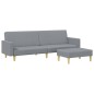vidaXL Sofá cama de 2 plazas con taburete tela gris claro vidaXL Sofá cama de 2 plazas con taburete tela gris claro
