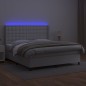 vidaXL Cama box spring colchón y LED cuero sintético blanco 180x200 cm