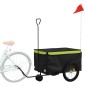 vidaXL Remolque para bicicleta hierro negro y verde 30 kg