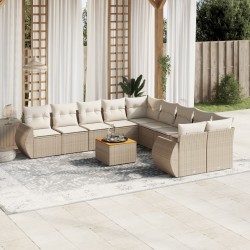 vidaXL Set de sofás de jardín 11pzas con cojines ratán sintético beige