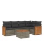 vidaXL Set de muebles de jardín 6 pzas y cojines ratán sintético gris vidaXL Set de muebles de jardín 6 pzas y cojines ratán sintético gris