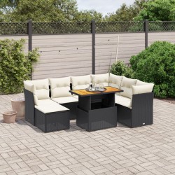 vidaXL Set de sofás de jardín 8 piezas y cojines ratán sintético negro