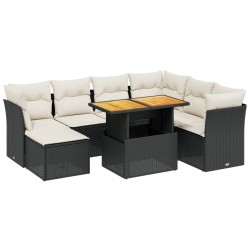 vidaXL Set de sofás de jardín 8 piezas y cojines ratán sintético negro