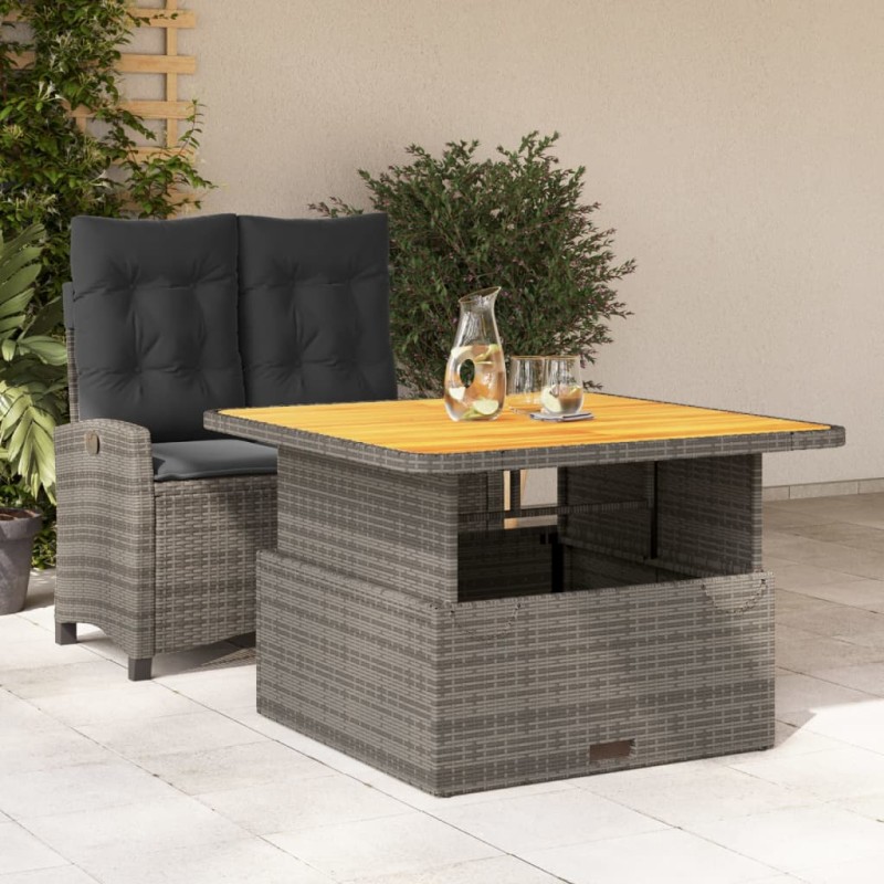 vidaXL Juego de comedor jardín 2 pzas con cojines ratán sintético gris vidaXL Juego de comedor jardín 2 pzas con cojines ratán sintético gris