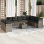 vidaXL Set de sofás de jardín 11 pzas y cojines ratán sintético gris vidaXL Set de sofás de jardín 11 pzas y cojines ratán sintético gris