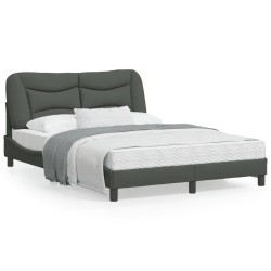 vidaXL Estructura de cama con cabecero de tela gris oscuro 140x190 cm
