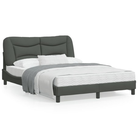 vidaXL Estructura de cama con cabecero de tela gris oscuro 140x190 cm