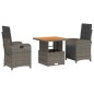 vidaXL Set comedor de jardín 3 piezas con cojines ratán sintético gris vidaXL Set comedor de jardín 3 piezas con cojines ratán sintético gris