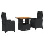 vidaXL Set comedor de jardín 3 pzas con cojines ratán sintético negro vidaXL Set comedor de jardín 3 pzas con cojines ratán sintético negro