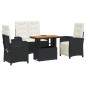 vidaXL Juego comedor jardín 4 piezas con cojines ratán sintético negro vidaXL Juego comedor jardín 4 piezas con cojines ratán sintético negro