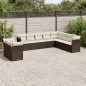 vidaXL Set de sofás de jardín 10 pzas y cojines ratán sintético marrón vidaXL Set de sofás de jardín 10 pzas y cojines ratán sintético marrón