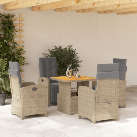 vidaXL Set comedor de jardín 5 pzas con cojines ratán sintético beige