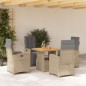 vidaXL Set comedor de jardín 5 pzas con cojines ratán sintético beige vidaXL Set comedor de jardín 5 pzas con cojines ratán sintético beige