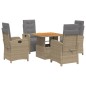 vidaXL Set comedor de jardín 5 pzas con cojines ratán sintético beige vidaXL Set comedor de jardín 5 pzas con cojines ratán sintético beige