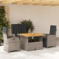 vidaXL Juego de comedor de jardín 4 piezas con cojines ratán PE gris vidaXL Juego de comedor de jardín 4 piezas con cojines ratán PE gris