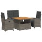 vidaXL Juego de comedor de jardín 4 piezas con cojines ratán PE gris vidaXL Juego de comedor de jardín 4 piezas con cojines ratán PE gris