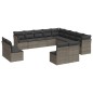 vidaXL Set sofás de jardín con cojines 13 piezas ratán sintético gris