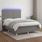 vidaXL Cama box spring colchón y luces LED tela gris oscuro 140x200 cm vidaXL Cama box spring colchón y luces LED tela gris oscuro 140x200 cm