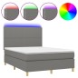 vidaXL Cama box spring colchón y luces LED tela gris oscuro 140x200 cm vidaXL Cama box spring colchón y luces LED tela gris oscuro 140x200 cm
