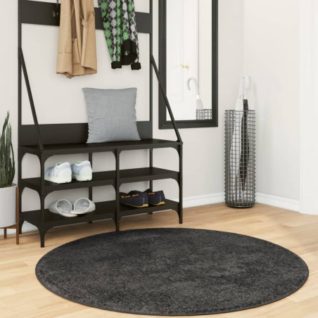vidaXL Alfombra de pelo largo moderna gris antracita Ø 160 cm