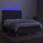 vidaXL Cama box spring colchón y luces LED tela gris oscuro 140x200 cm vidaXL Cama box spring colchón y luces LED tela gris oscuro 140x200 cm