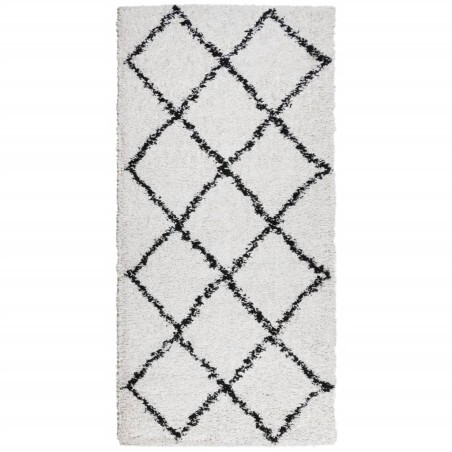 vidaXL Alfombra de pelo largo moderna crema y negro 100x200 cm