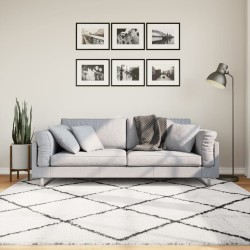 vidaXL Alfombra de pelo largo moderna crema y negro 200x200 cm