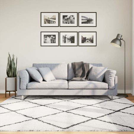 vidaXL Alfombra de pelo largo moderna crema y negro 200x200 cm