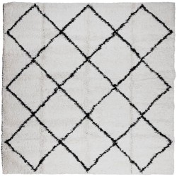 vidaXL Alfombra de pelo largo moderna crema y negro 200x200 cm