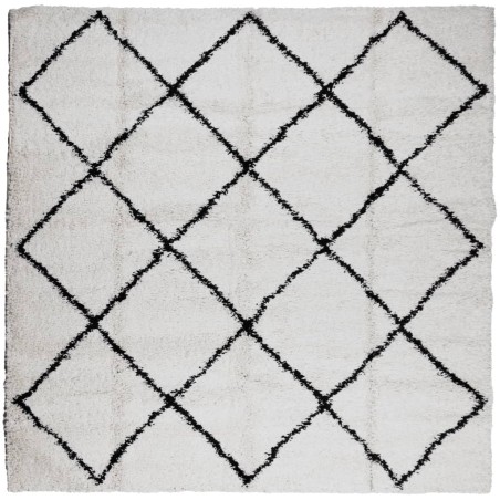 vidaXL Alfombra de pelo largo moderna crema y negro 200x200 cm