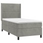 vidaXL Cama box spring colchón y LED terciopelo gris claro 80x200 cm vidaXL Cama box spring colchón y LED terciopelo gris claro 80x200 cm