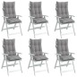 vidaXL Cojines de silla con respaldo alto 6 uds tela Oxford gris
