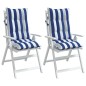 vidaXL Cojines silla respaldo alto 2 uds tela Oxford rayas azul blanco vidaXL Cojines silla respaldo alto 2 uds tela Oxford rayas azul blanco