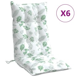 vidaXL Cojines silla respaldo alto 6 uds tela Oxford estampado hojas