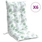 vidaXL Cojines silla respaldo alto 6 uds tela Oxford estampado hojas vidaXL Cojines silla respaldo alto 6 uds tela Oxford estampado hojas