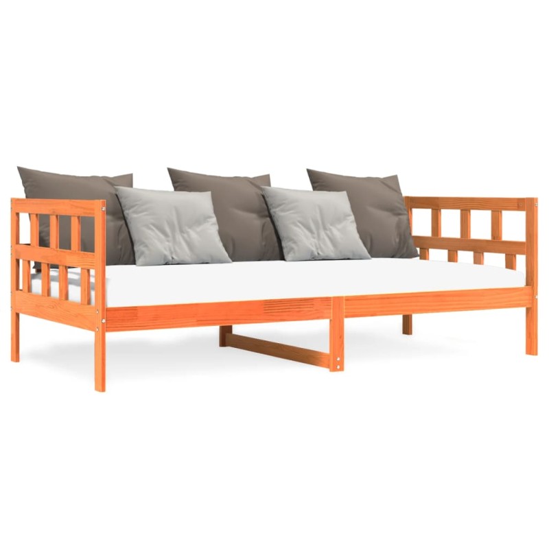 vidaXL Sofá cama de madera maciza de pino marrón cera 80x200 cm vidaXL Sofá cama de madera maciza de pino marrón cera 80x200 cm