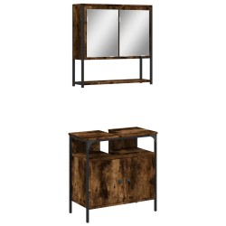 vidaXL Set de muebles baño 2 pzas madera contrachapada roble ahumado