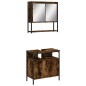 vidaXL Set de muebles baño 2 pzas madera contrachapada roble ahumado vidaXL Set de muebles baño 2 pzas madera contrachapada roble ahumado