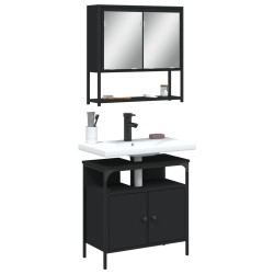 vidaXL Juego de muebles de baño 2 pzas madera contrachapada negro
