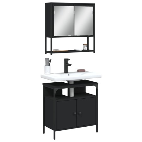 vidaXL Juego de muebles de baño 2 pzas madera contrachapada negro