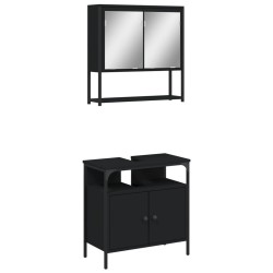 vidaXL Juego de muebles de baño 2 pzas madera contrachapada negro