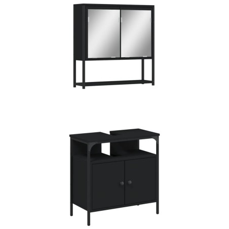 vidaXL Juego de muebles de baño 2 pzas madera contrachapada negro
