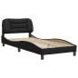 vidaXL Estructura de cama con cabecero cuero sintético negro 90x190 cm