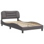 vidaXL Estructura de cama con cabecero cuero sintético gris 100x200 cm vidaXL Estructura de cama con cabecero cuero sintético gris 100x200 cm