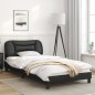 vidaXL Estructura de cama con cabecero cuero sintético negro y blanco vidaXL Estructura de cama con cabecero cuero sintético negro y blanco