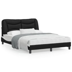 vidaXL Estructura de cama con cabecero cuero sintético negro y blanco