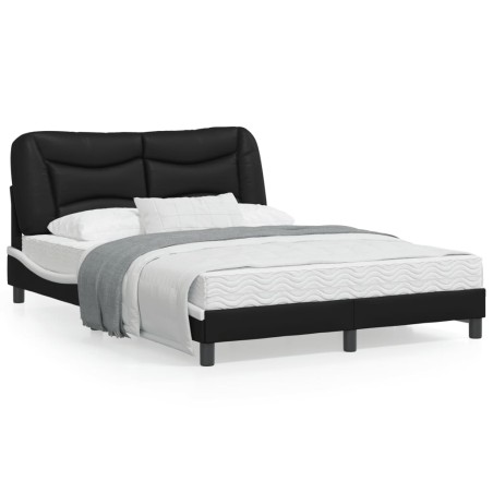 vidaXL Estructura de cama con cabecero cuero sintético negro y blanco