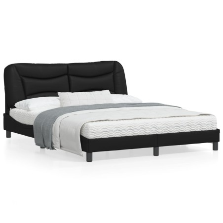 vidaXL Estructura de cama con cabecero cuero sintético negro 160x200cm